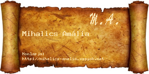 Mihalics Amália névjegykártya